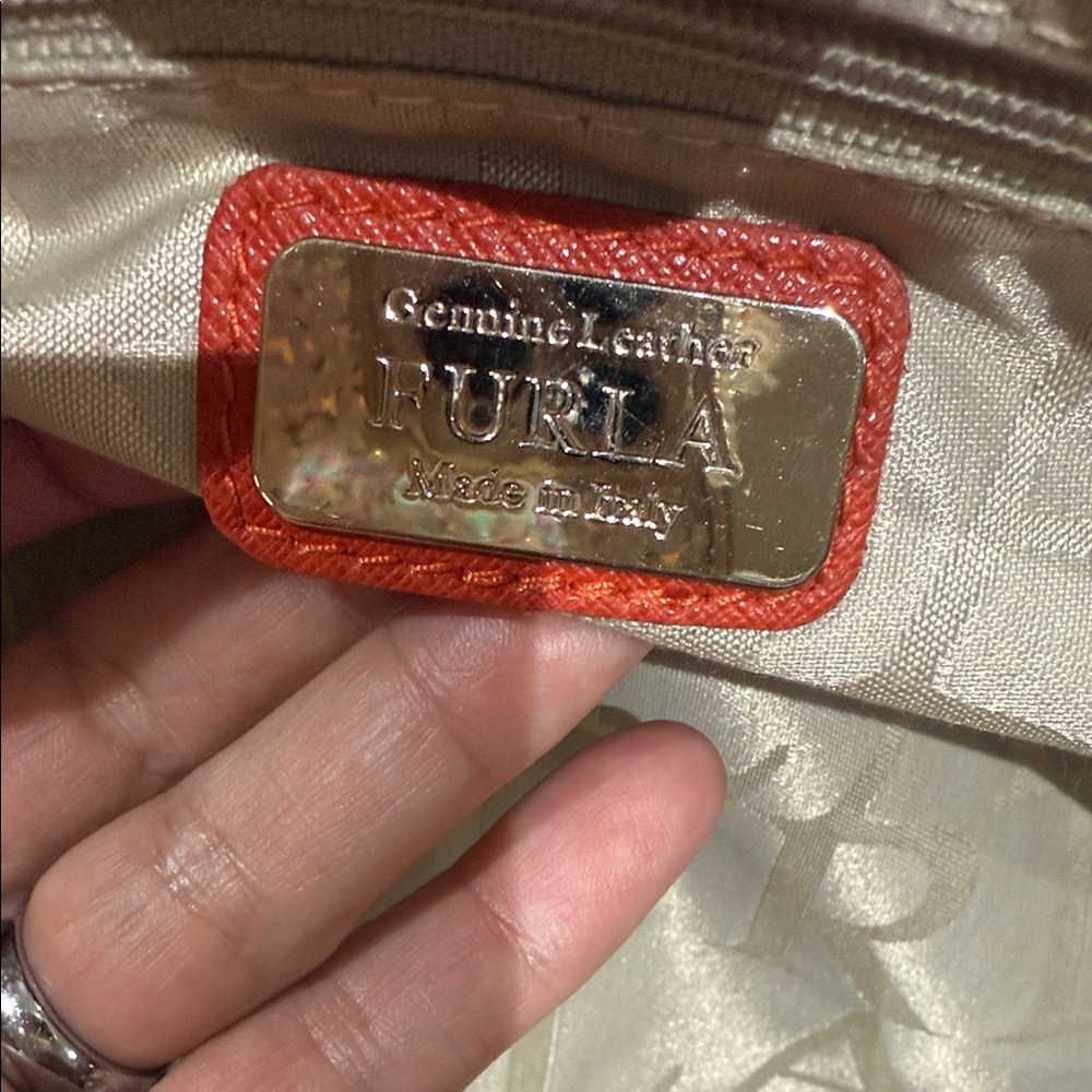 Furla Vibrant Red Tote with Gold Accents-NWOT Condition - Picture 8 of 15